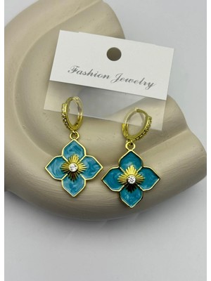 Biju Yılmaz Vip Gold Taşlı Sallantılı Yonca Küpe - 26VIPKP29