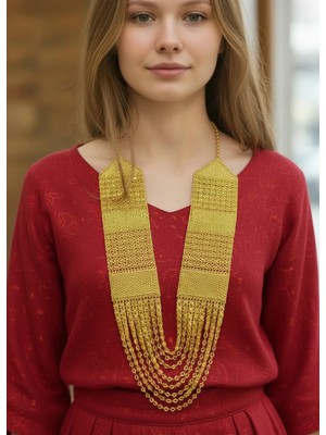 Biju Yılmaz 22K Altın Kaplama Urfa Akıtması Madonna Kolye - 2622KO01