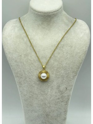 Biju Yılmaz Çelik Gold Inci Kolyesi - 25-CTR222