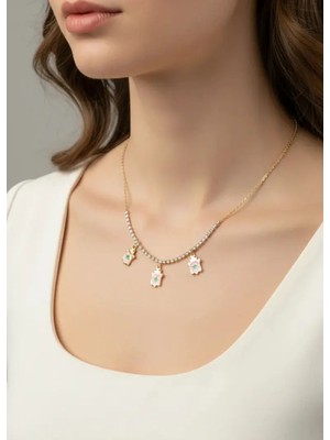 Biju Yılmaz Xuping 3'lü Pembe Kaplumbağa Kolyesi - 25-XPK44