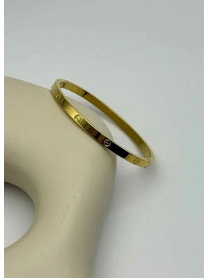 Biju Yılmaz Çelik Gold 4mm Taşsız Ince Kelepçe - 25KLP49