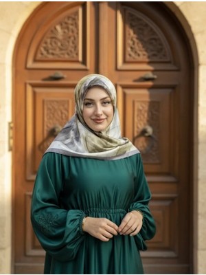 Levamor Kadın Işıltılı Kristal Taşlı Lüks Abiye Eşarp Gri