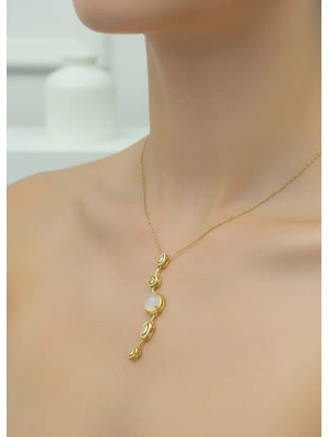 Biju Yılmaz Çelik Gold Beyaz Taş Y Kolye - 25-CLKK135