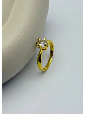 Biju Yılmaz 22K Altın Kaplama 12'li Tek Taş Yüzük - 2522KY09