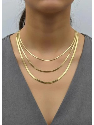 Biju Yılmaz Çelik Gold 3'lü Italyan Kolye 3mm - 25-CLKK267