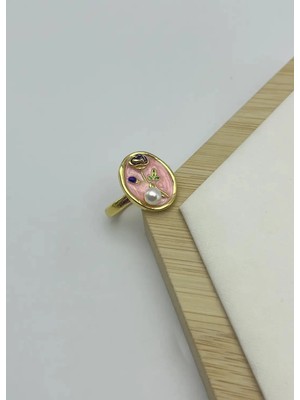 Biju Yılmaz Çelik Gold Pembe Inci Ayarlanabilir Yüzük - 25YZK224