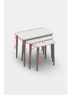 Gold Falez Zigon Sehpa Ahşap Kr Torna Ayak 3'lü Gordion