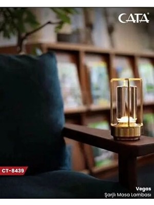 Cata CT-8439 Vegas Şarjlı Masa Lambası,3 Renkli, Dimmerli Masa Lambası, Dekoratif Masa Lambası Krom-Siyah