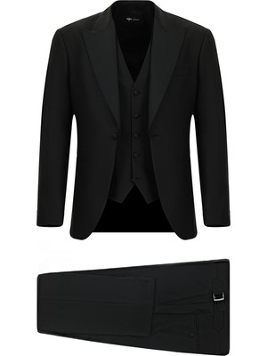 Kiğılı 7 Drop Slim Fit Dar Kesim Sivri Yaka Yelekli Smokin & Damatlık