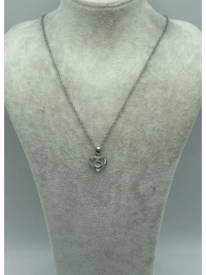 Biju Yılmaz Çelik Silver Taşlı Kap Kolye - 25-CTR84