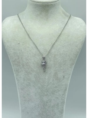 Biju Yılmaz Çelik Silver Taşlı Yılan Kolye - 25-CTR12