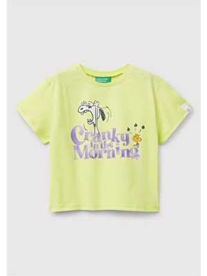 United Colors Of Benetton Kız Çocuk Sarı Peanuts Baskılı T-Shirt