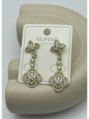 Biju Yılmaz Xuping Gold Taşlı Sallantılı Yonca Küpe - 25XPKP354