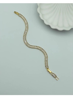 Biju Yılmaz Çelik Gold 4mm Baget Su Yolu Bileklik - 25-BLK57