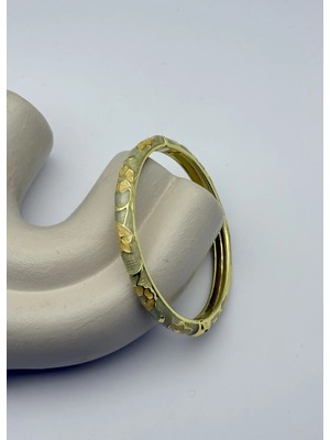 Biju Yılmaz Vip Gold Sarı Çiçekli Mineli Kelepçe - 26KLP28