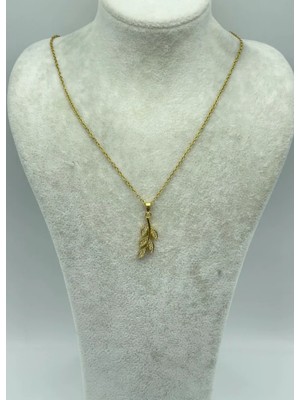 Biju Yılmaz Çelik Gold Yaprak Kolye - 25-CTR99