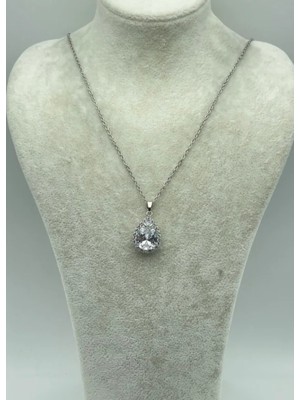 Biju Yılmaz Çelik Silver Damla Yakut Kolye - 25-CTR267