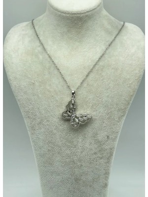 Biju Yılmaz Çelik Silver Kelebek Kolye - 25-CTR272
