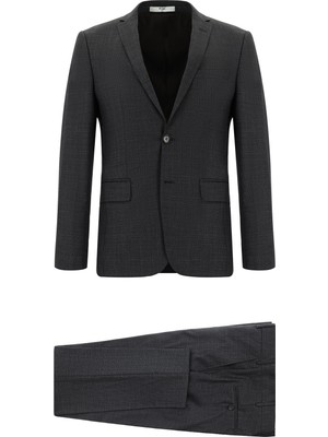 Kiğılı Erkek Takım Elbise Koyu Kahve Süper Slim Fit Desenli Model 7 Drop Ekstra Dar Kesim