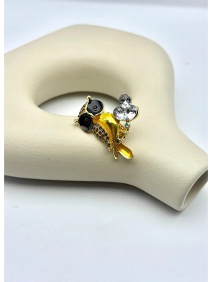 Biju Yılmaz Vip Gold Taşlı Baykuş Broş - 26BRS29