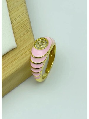 Biju Yılmaz Çelik Gold Pembe Ayarlanabilir Yüzük - 25YZK211