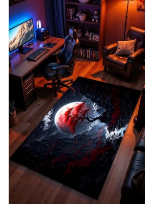 Charmbi Issız Vadi Desenli Halı – Kaymaz Taban Kadife Dokulu Makinede Yıkanabilir Gamer Genç Odası Halısı