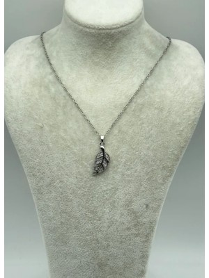 Biju Yılmaz Çelik Silver Yaprak Kolye - 25-CTR278