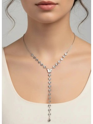 Biju Yılmaz Çelik Silver Kelebek Y Kolye - 25-CLKK242