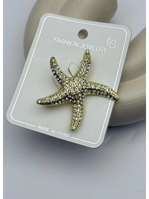 Biju Yılmaz Vip Gold Taşlı Deniz Yıldızı Broş - 26BRS06