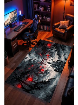 Charmbi Samuray Son Yürüyüş Halı – Kaymaz Taban Kadife Dokulu Makinede Yıkanabilir Gamer Genç Odası Halısı