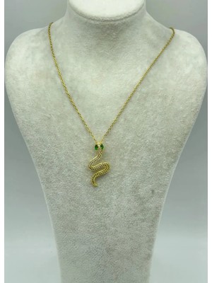 Biju Yılmaz Çelik Gold Yılan Kolye - 25-CTR250