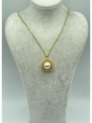 Biju Yılmaz Çelik Gold Inci Kolye - 25-CTR108