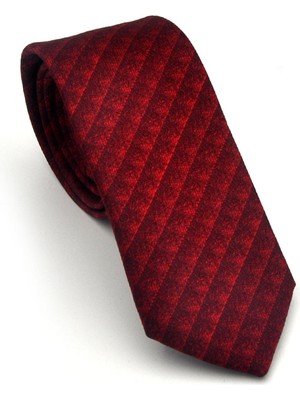 Gaffy Siyah Küp Desenli Kırmızı Dokuma Kumaş Mendilli Slim Fit Kravat // SDK-2605-5