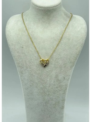 Biju Yılmaz Çelik Gold Taş Kalp Kolye - 25-CTR54