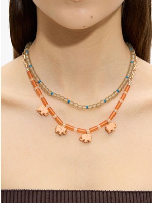 Parfois Boncuklu ve Fil Desenli Kolye Seti