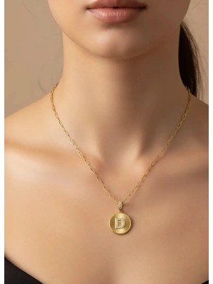 Biju Yılmaz Çelik Gold Madalyon D Harf Kolye - 25-CLKK213