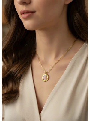 Biju Yılmaz Çelik Gold Mineli Kolye - 25-CLKK117