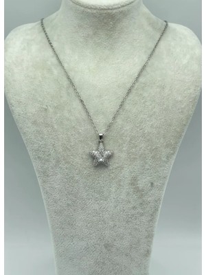 Biju Yılmaz Çelik Silver Taşlı Yıldız Kolye - 25-CTR91