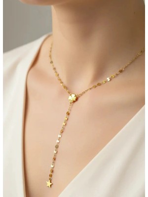 Biju Yılmaz Çelik Gold Yonca Y Kolye - 25-CLKK236