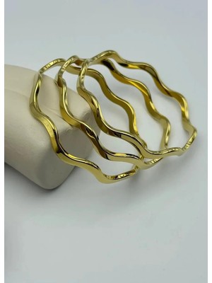 Biju Yılmaz Çelik 3'lü Kalın Zikzak Ajda Bilezik - 25-AJD04