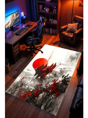 Charmbi Kanlı Ay Tapınağı Halı – Kaymaz Taban Kadife Dokulu Makinede Yıkanabilir Gamer Genç Odası Halısı