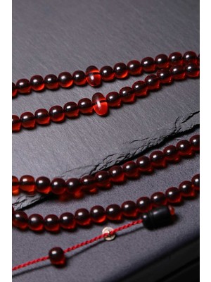 Tesbihkenti Orta Boy Çay Rengi 99'luk Ateş Kehribar Tesbih