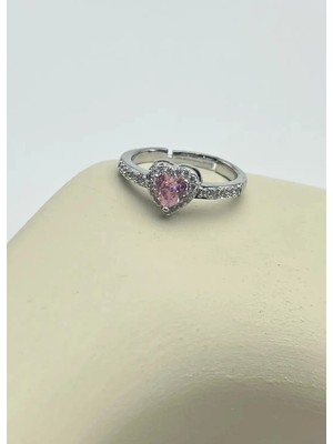 Biju Yılmaz Çelik Silver Pembe Taşlı Ayarlanabilir Yüzük - 25YZK253