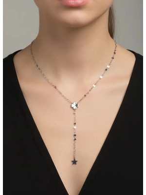 Biju Yılmaz Çelik Silver Yonca Y Kolye - 25-CLKK235