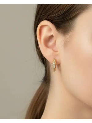 Biju Yılmaz Xuping Gold Taşlı Mini Halka Küpe - 25-XPKP165