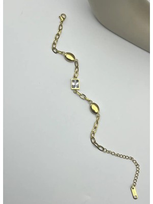 Biju Yılmaz Çelik Gold Baget Taş Bileklik - 25-BLK144