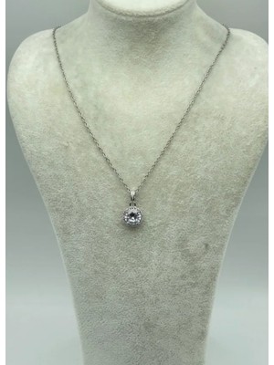 Biju Yılmaz Çelik Silver Tek Taş Kolye - 25-CTR193