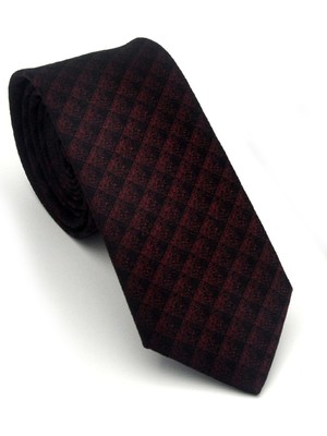 Gaffy Siyah Küp Desenli Bordo Dokuma Kumaş Mendilli Slim Fit Kravat // SDK-2605-4