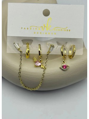 Biju Yılmaz Vip 6'lı Gold Küpe - 25-VIP166