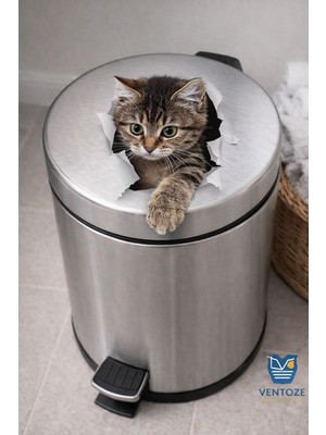 Ventoze Yavru Kedi Tasarımlı Duvar ve Buzdolabı Sticker | Dekoratif Mobilya Banyo Laptop Etiketi (18X27 Cm)